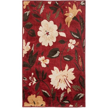 SAFAVIEH 8 x 10 ft. Large Rectangle Country and Floral Kashmir Red and Ivory Wool Rug KAS112B-8